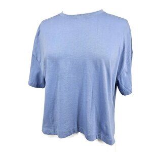 New Lamarque Cropped Tee T-Shirt Womens S Dixie Cerulean Blue Pima Cotton Top
